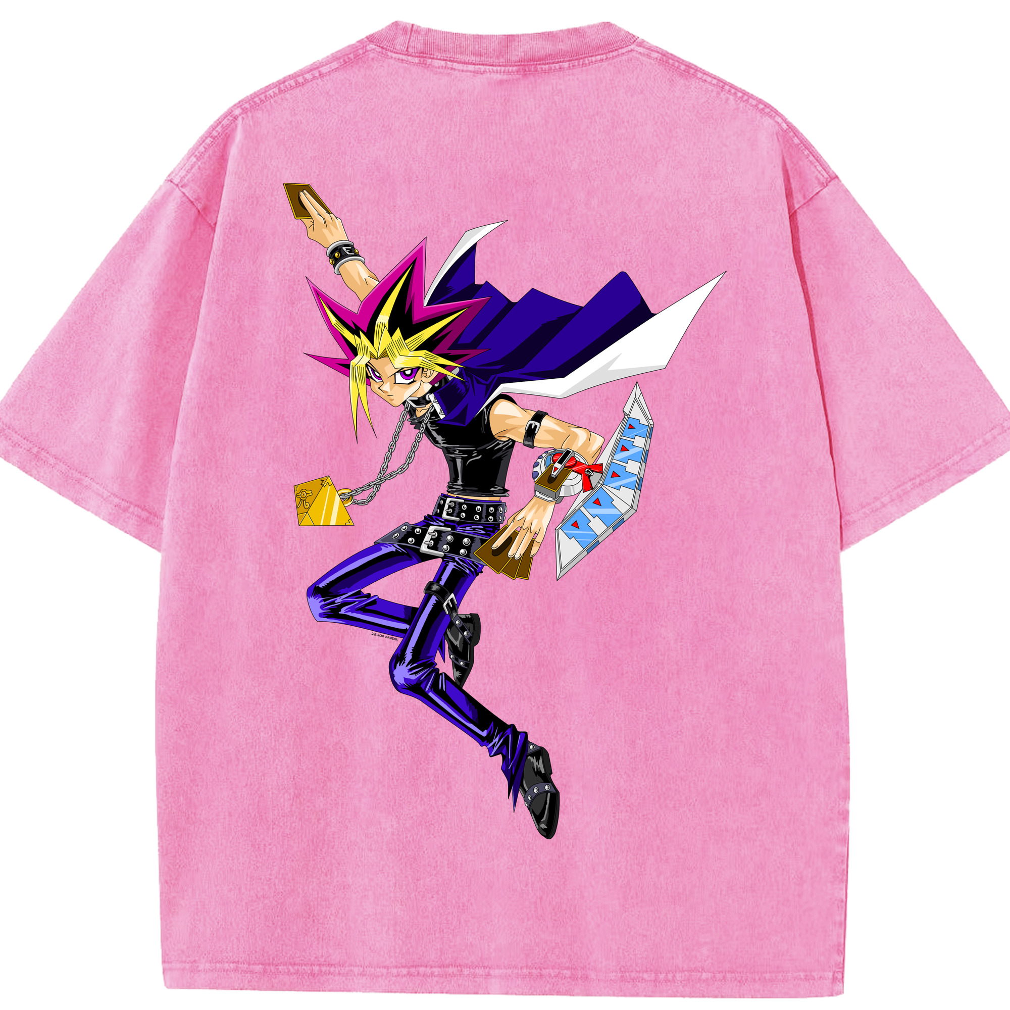 （画像用） 遊☆戯☆王 Yu-Gi-Oh! 綿100% ヴィンテージ風 半袖Tシャツ（背面プリント）